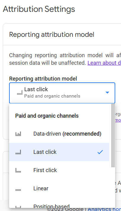 Change Google Analytics attribution settings
