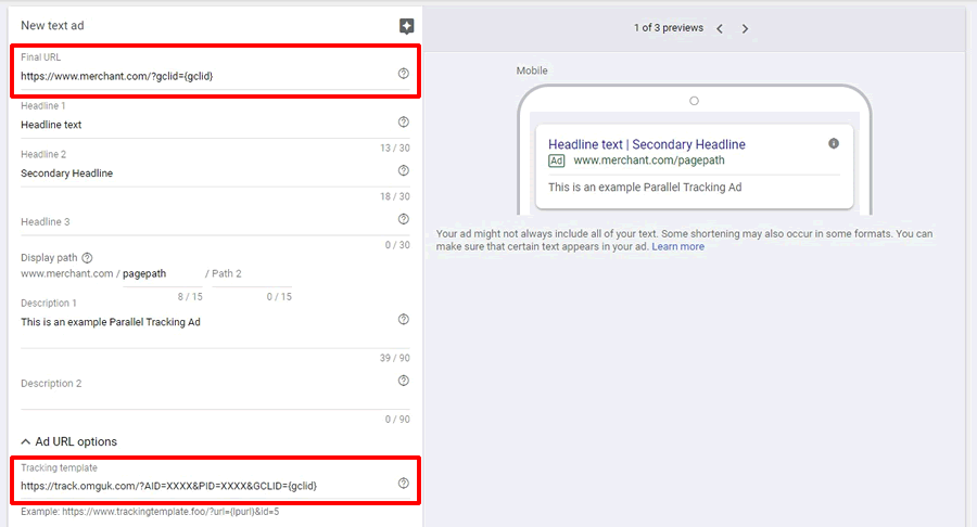 Google Adwords - Parallel Tracking